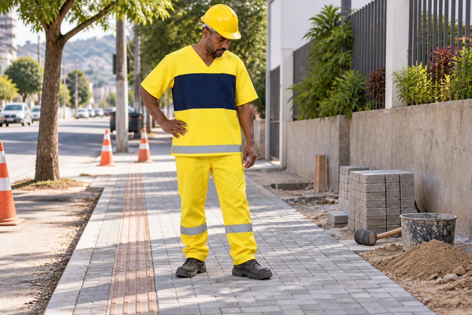 Jaleco Obras Prefeitura em seu ambiente de trabalho